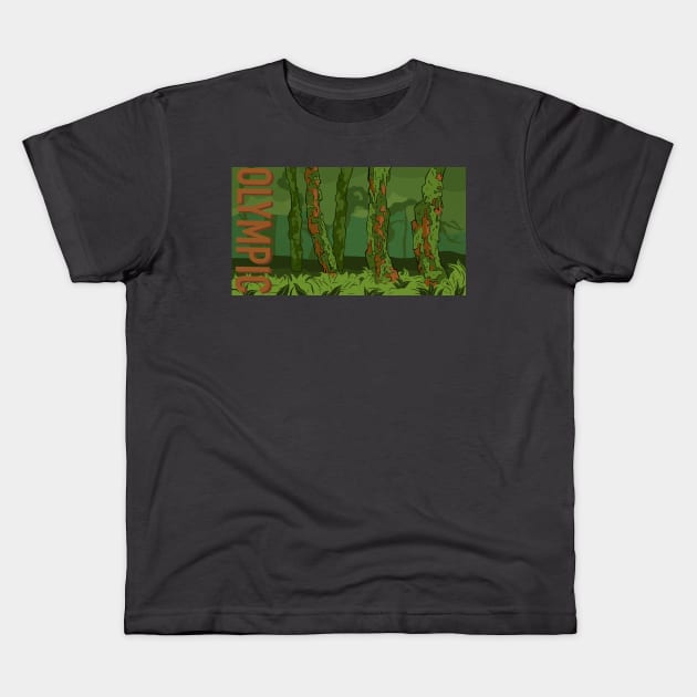 Olympic National Park - Hoh Rainforest Kids T-Shirt by Rachael Chambers Art